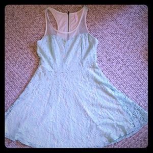 Lace/Sheer Zip back Skater Dress